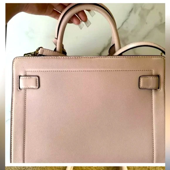 NWT Michael Kors Rayne satchel Elegant blush Pink Handbag w feet. New never used - Picture 3 of 12